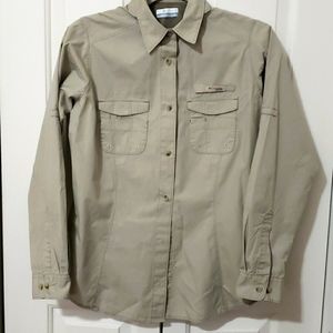 Columbia plaid bottom down long sleeve woman shirt